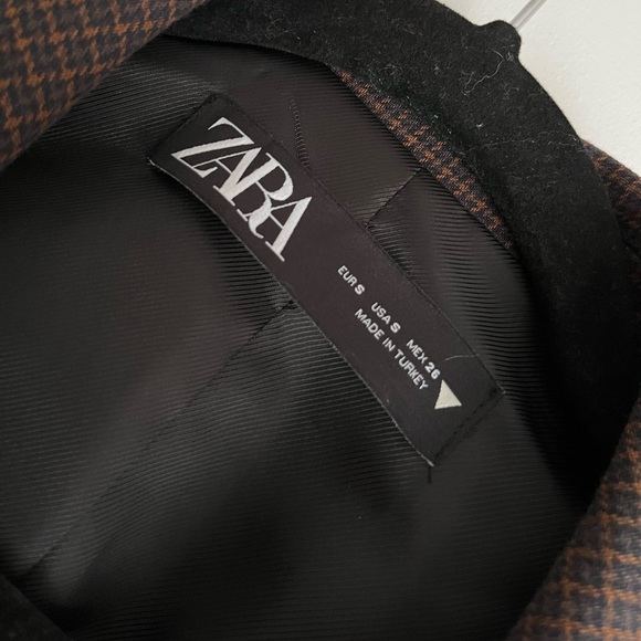 Zara Brown Plaid Cropped Blazer - Picture 9 of 15